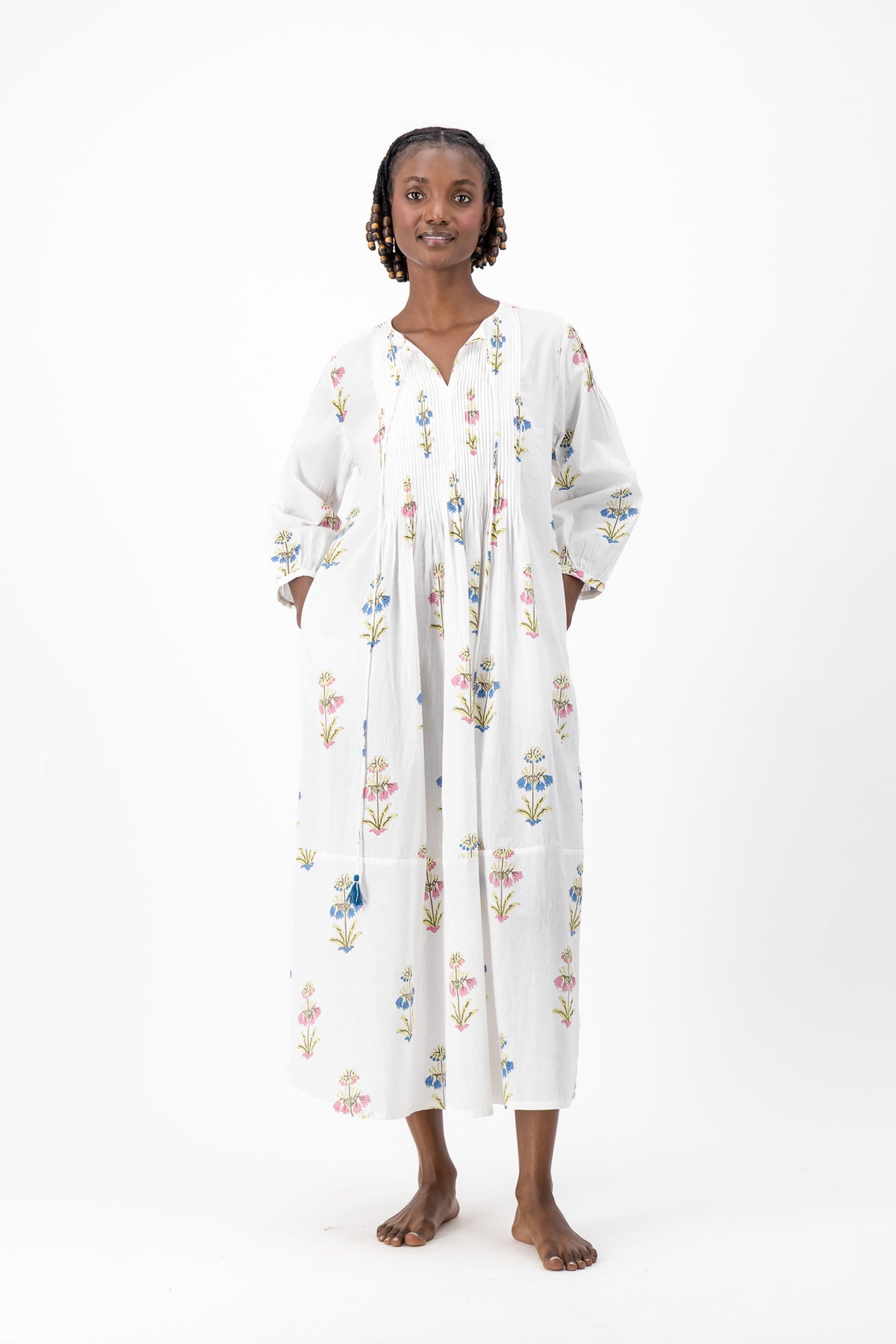 Long Pleated Kaftan - Garden Mix