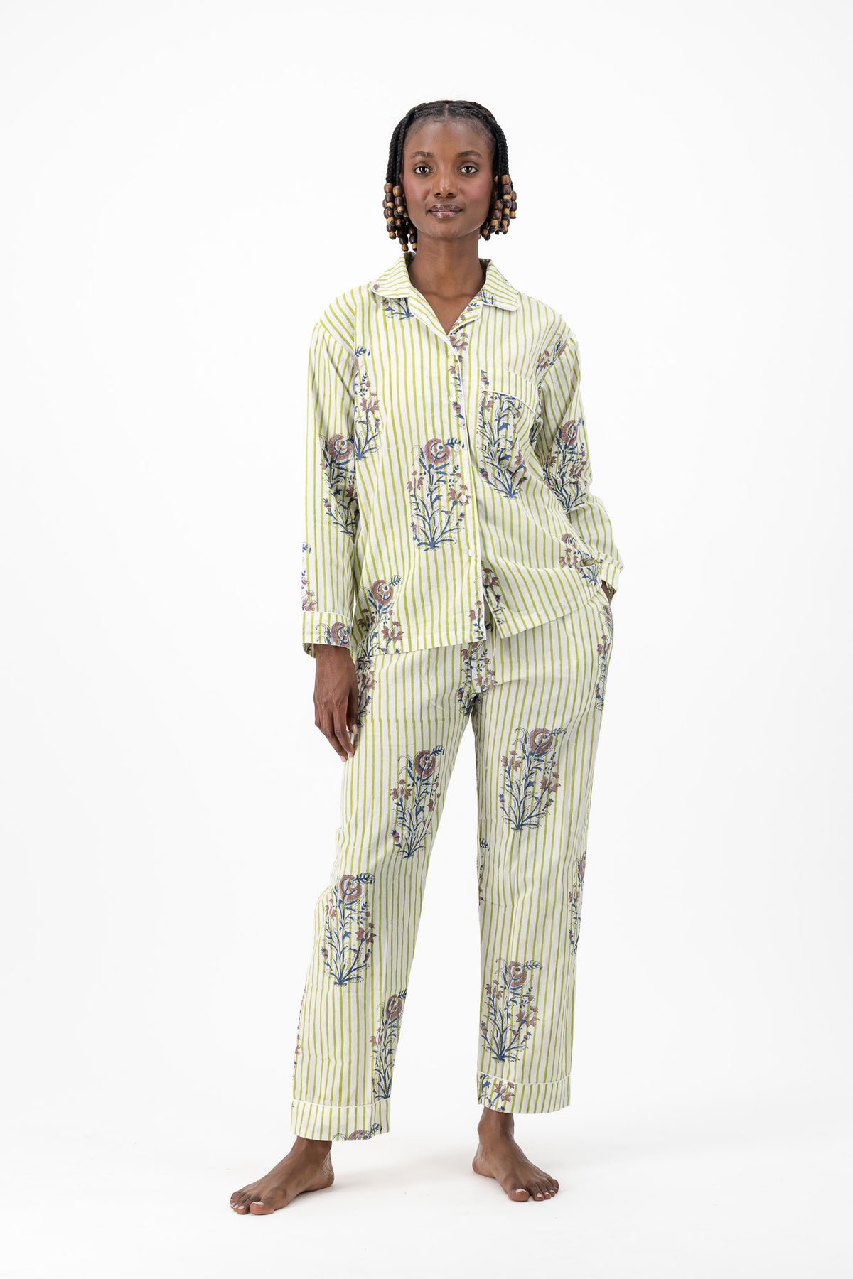 Pyjamas - Lime Stripe Mughal