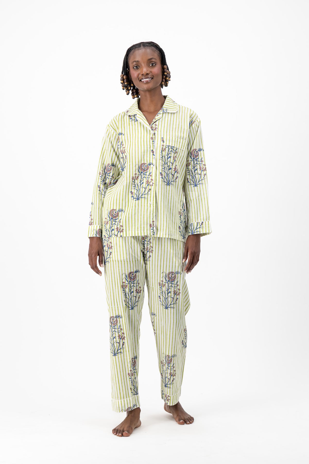 Pyjamas - Lime Stripe Mughal