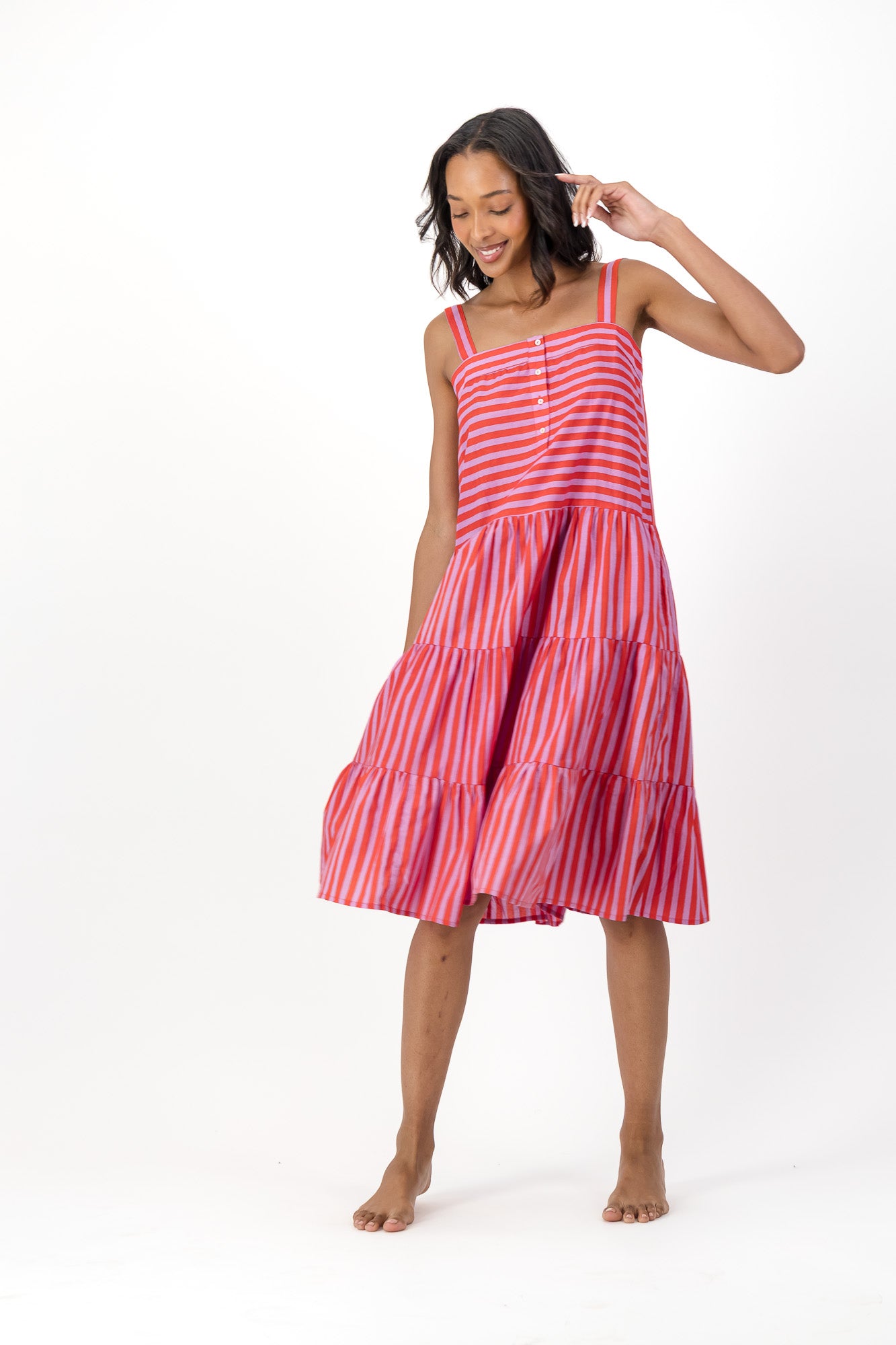 Patsy Dress - Cherry Stripes