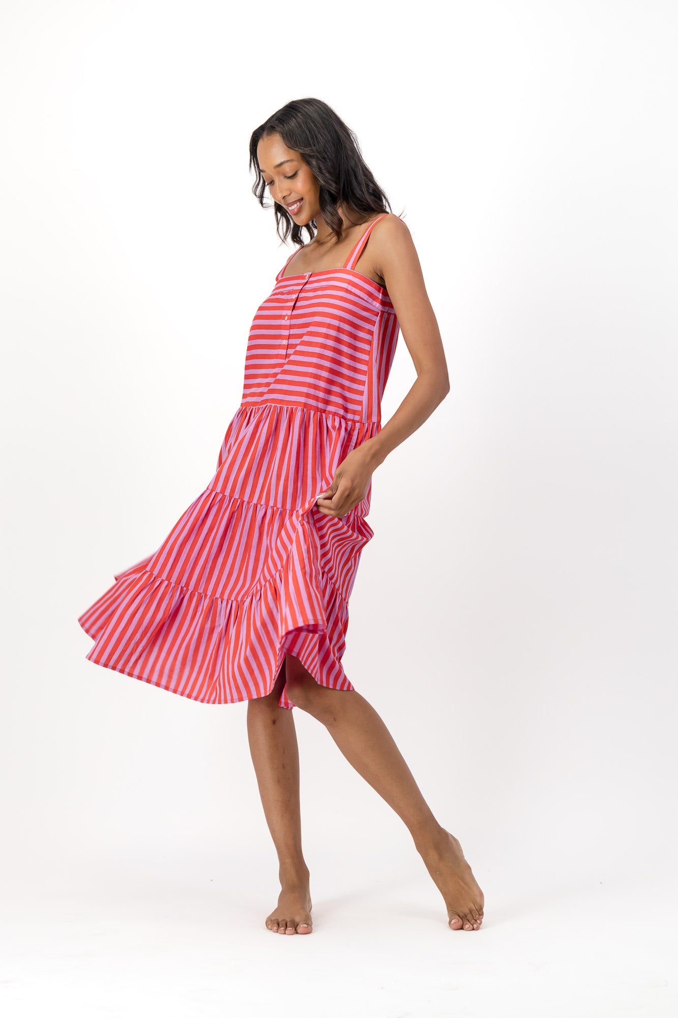 Patsy Dress - Cherry Stripes