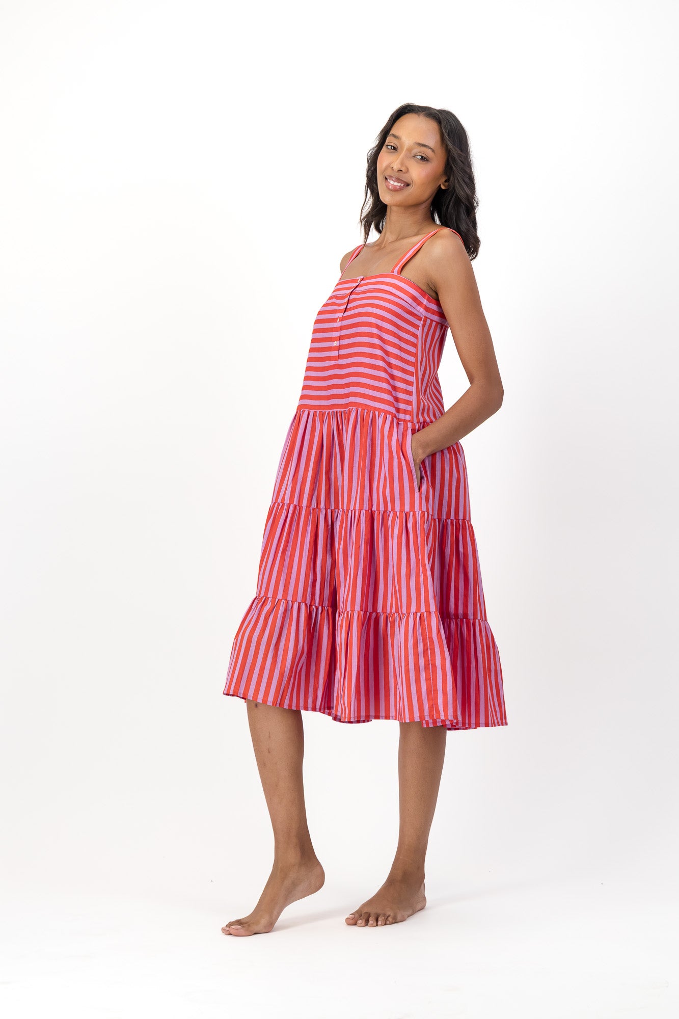 Patsy Dress - Cherry Stripes
