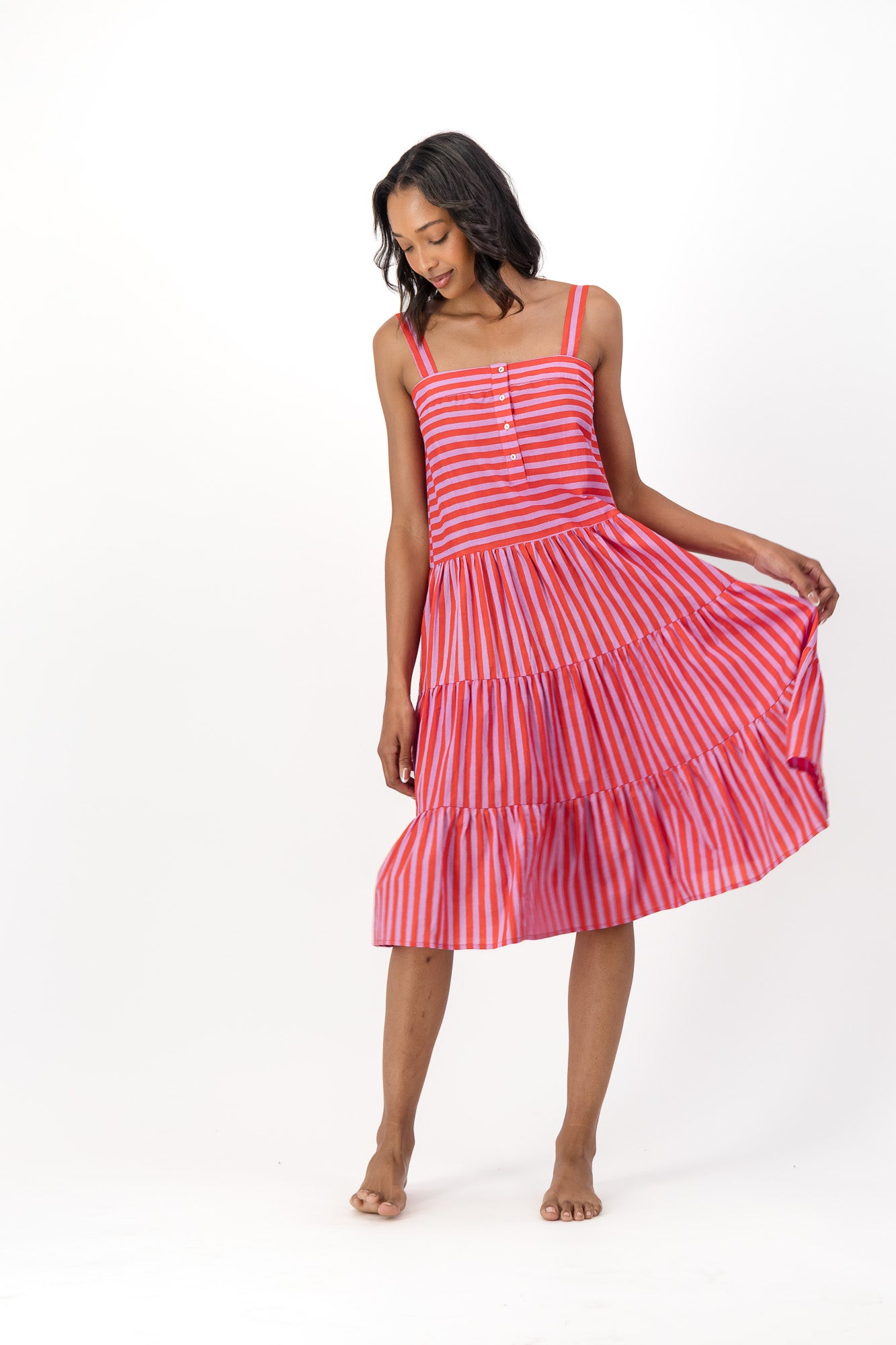 Patsy Dress - Cherry Stripes