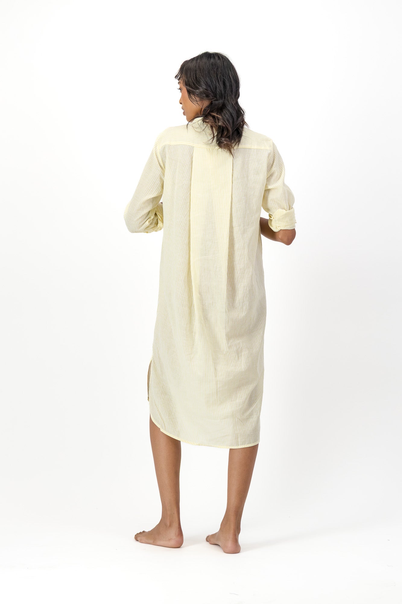 Noa Dress Handloom - Yellow Stripe