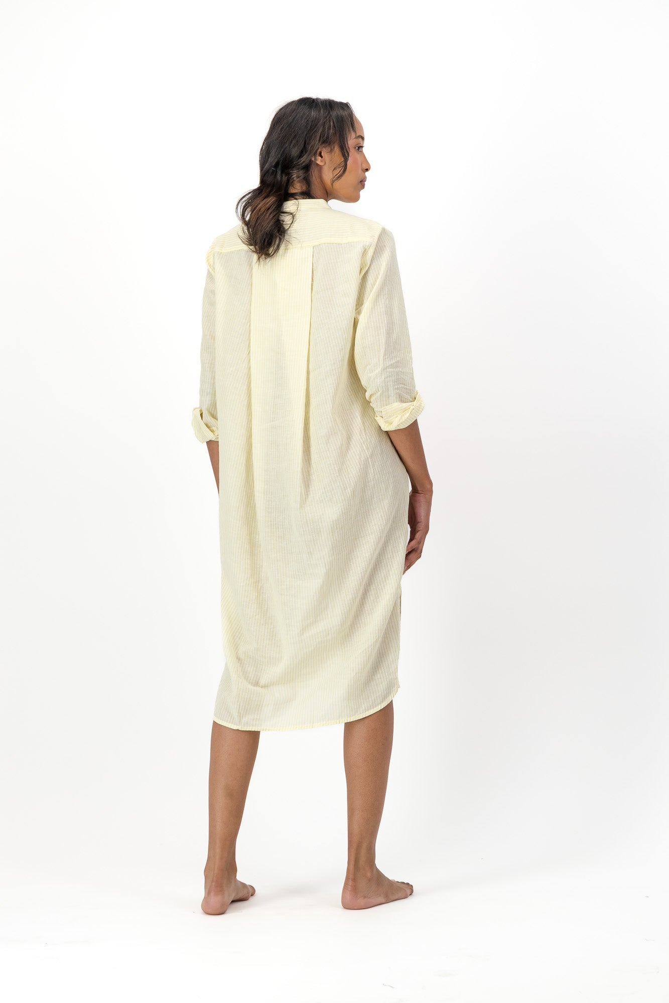 Noa Dress Handloom - Yellow Stripe
