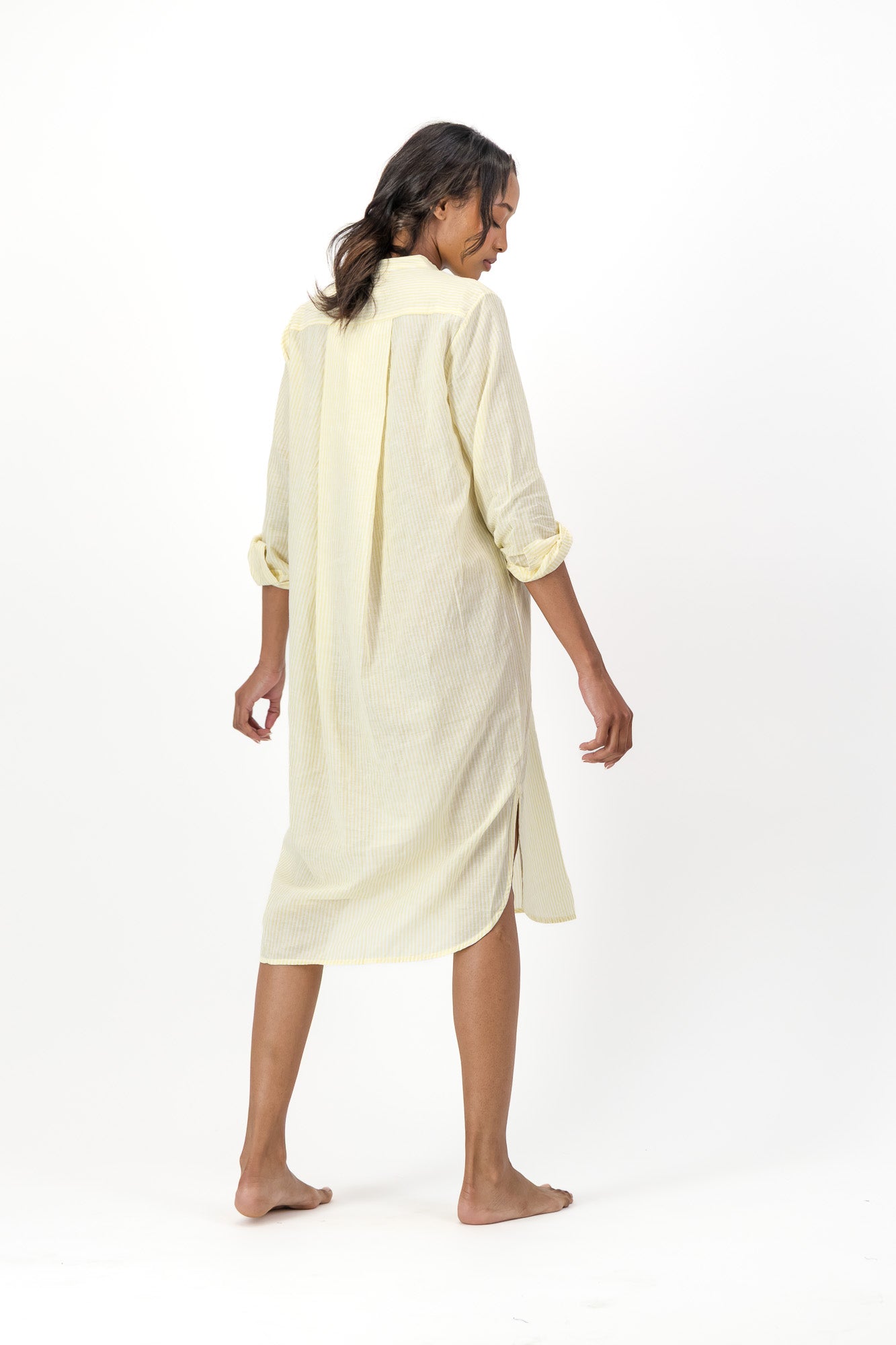 Noa Dress Handloom - Yellow Stripe