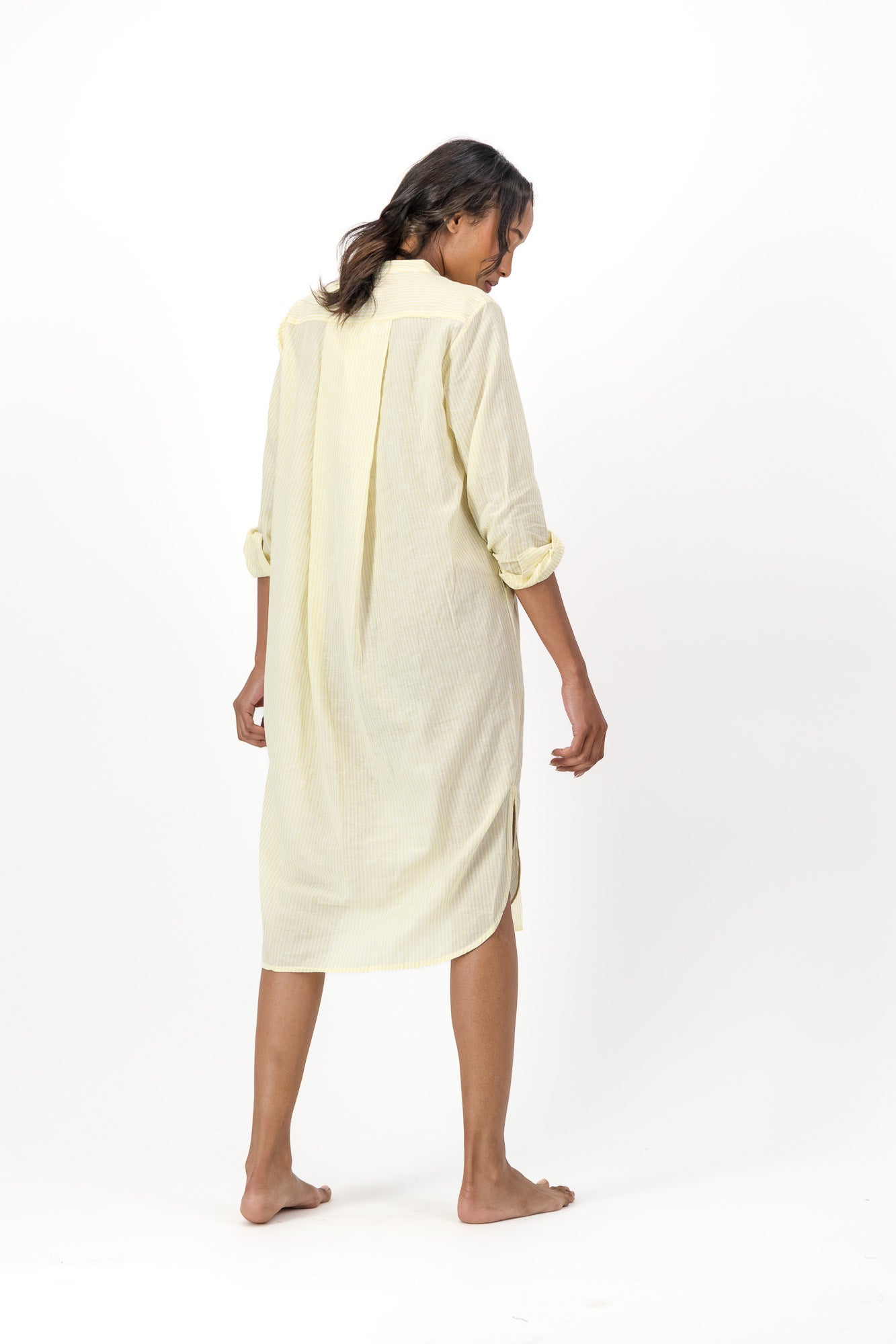 Noa Dress Handloom - Yellow Stripe