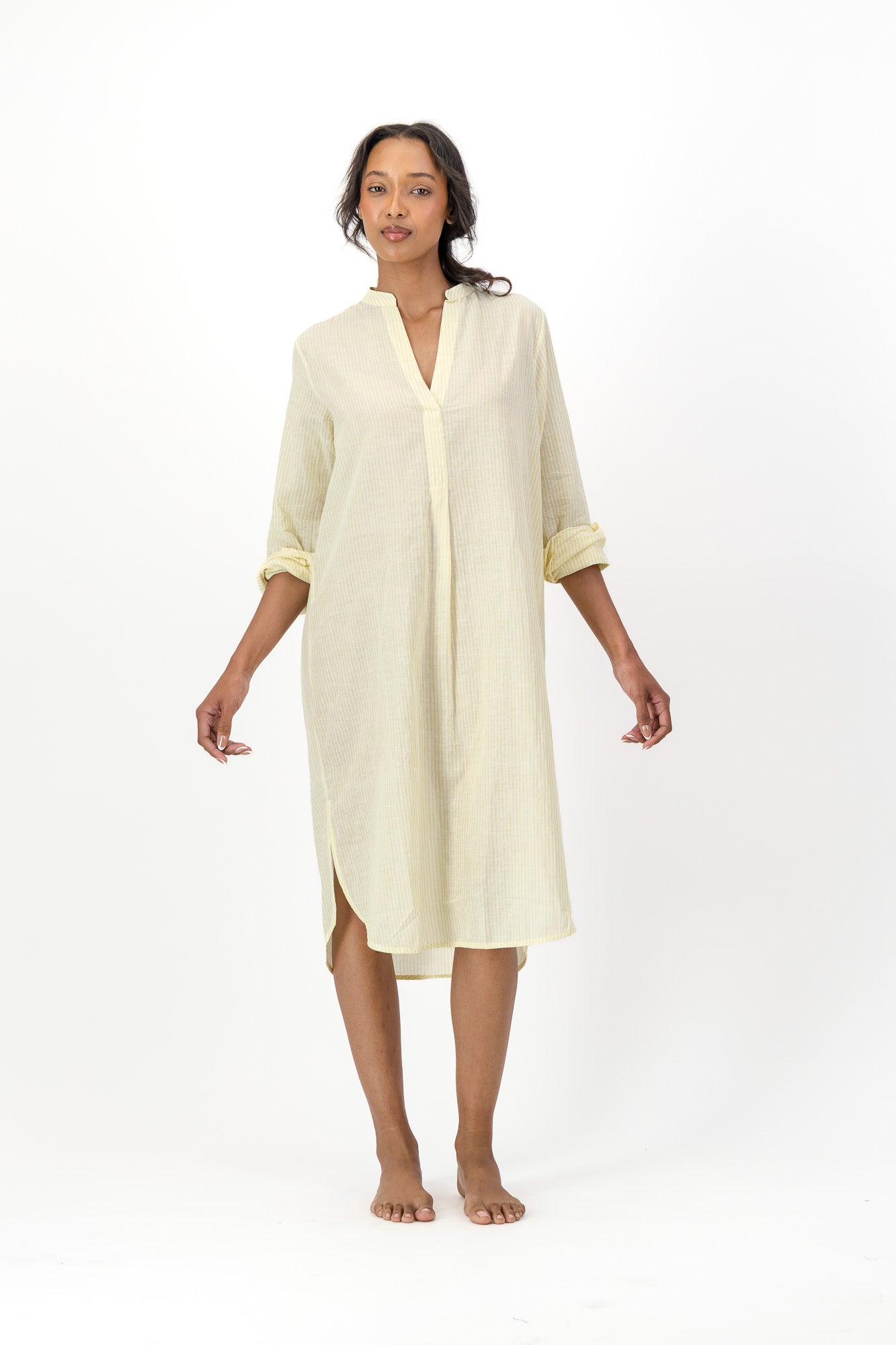 Noa Dress Handloom - Yellow Stripe