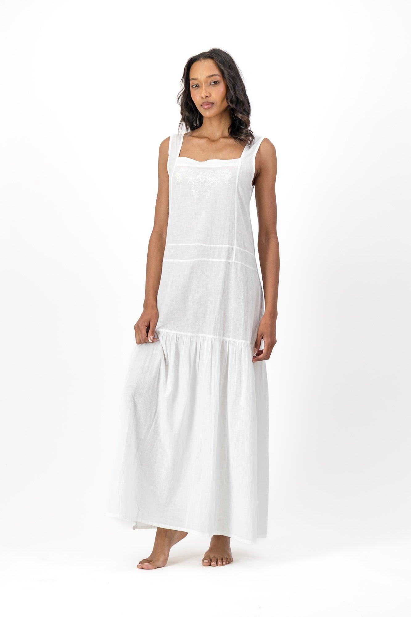 Ophelia Embroidered Dress Handloom - White