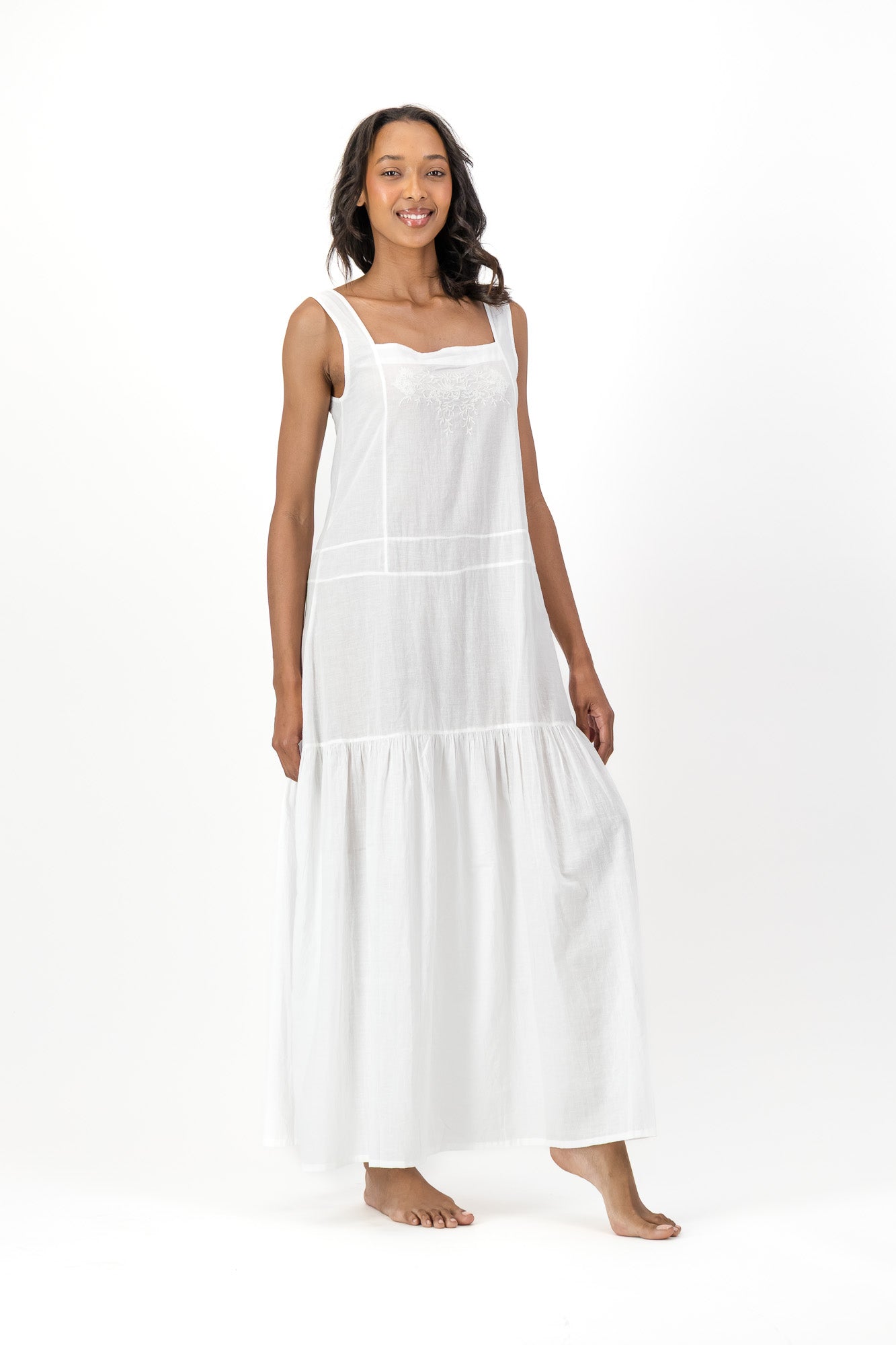 Ophelia Embroidered Dress Handloom - White
