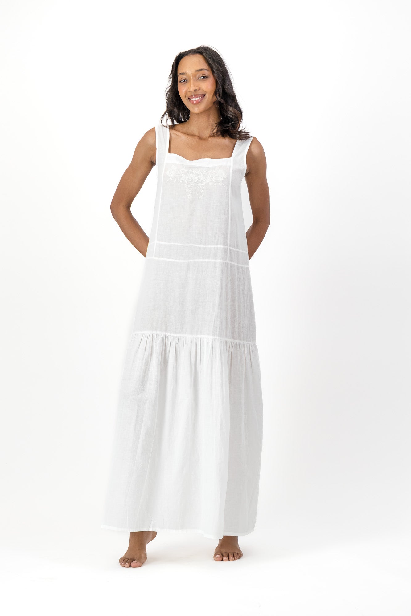 Ophelia Embroidered Dress Handloom - White