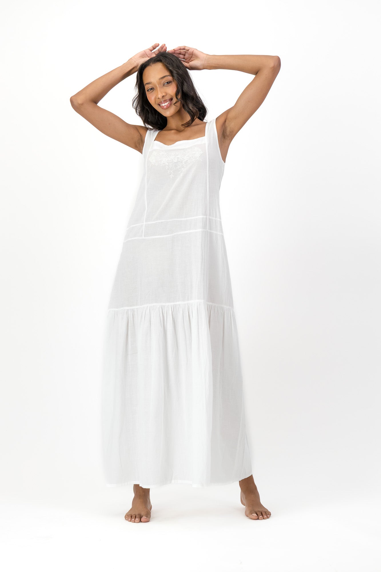 Ophelia Embroidered Dress Handloom - White