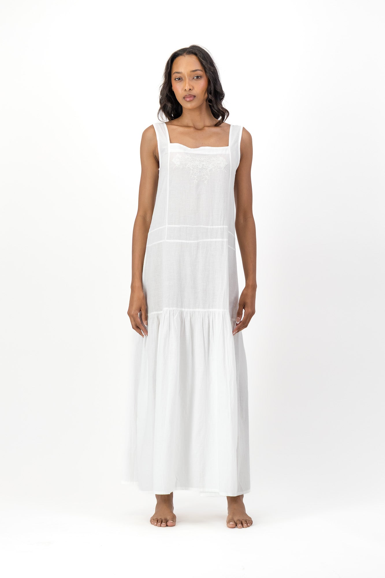 Ophelia Embroidered Dress Handloom - White