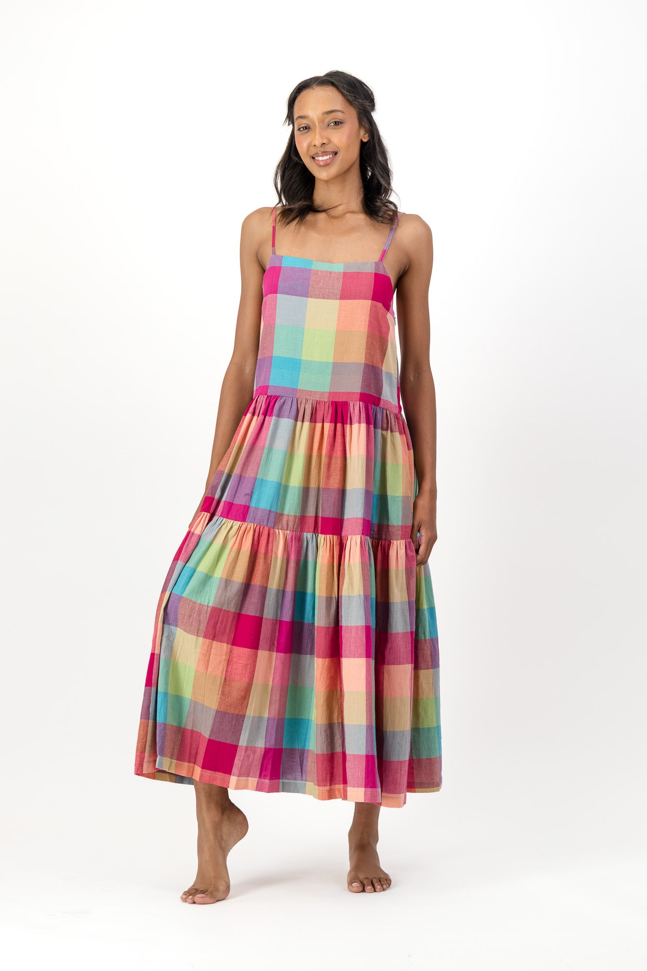 Ruby Dress Handloom - Pink Stamps