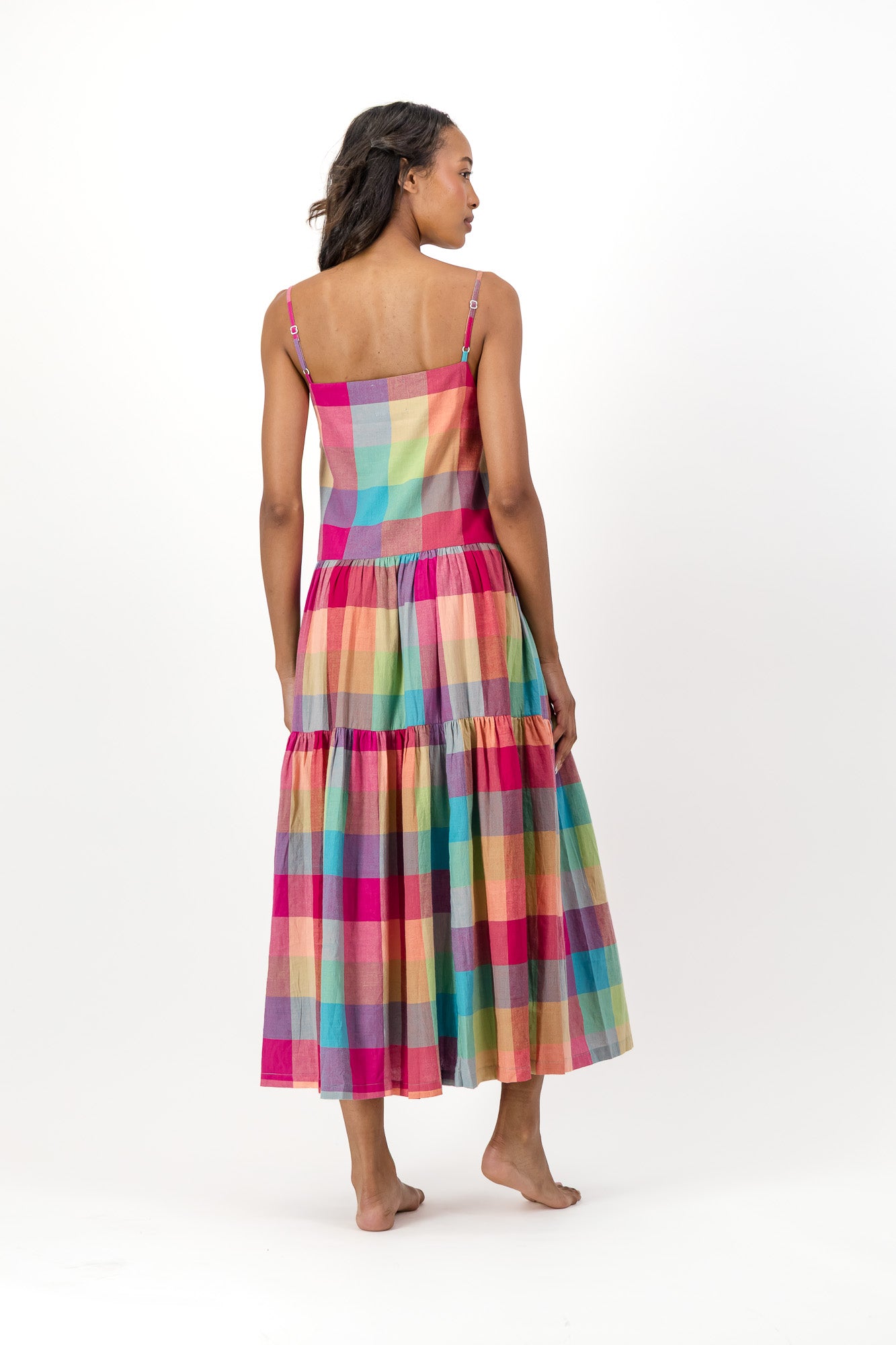 Ruby Dress Handloom - Pink Stamps