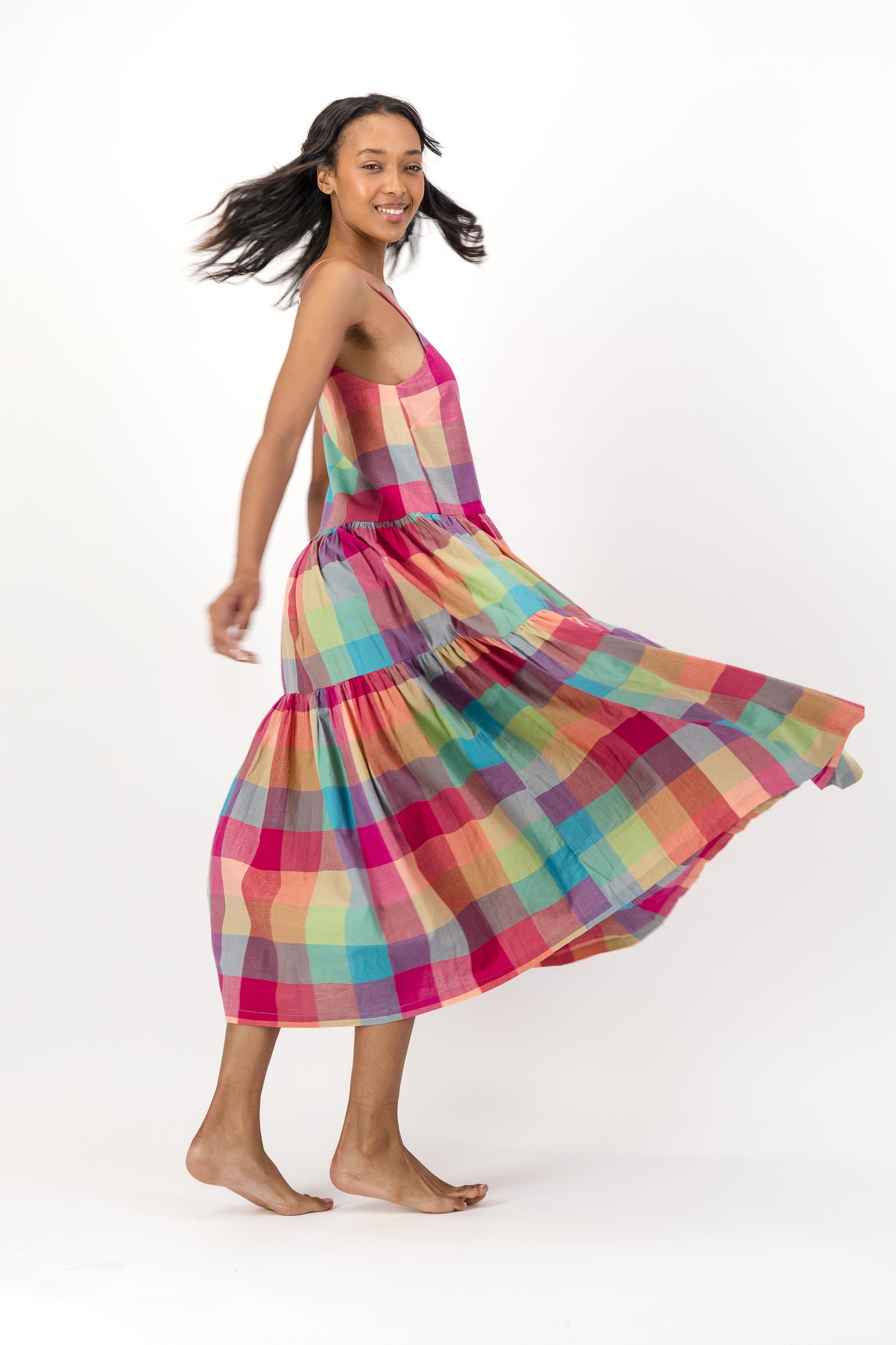 Ruby Dress Handloom - Pink Stamps