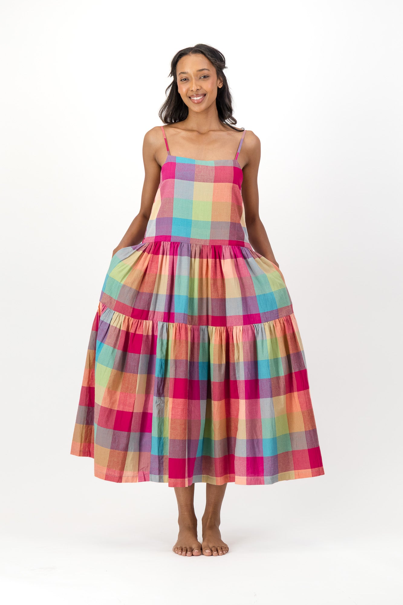 Ruby Dress Handloom - Pink Stamps