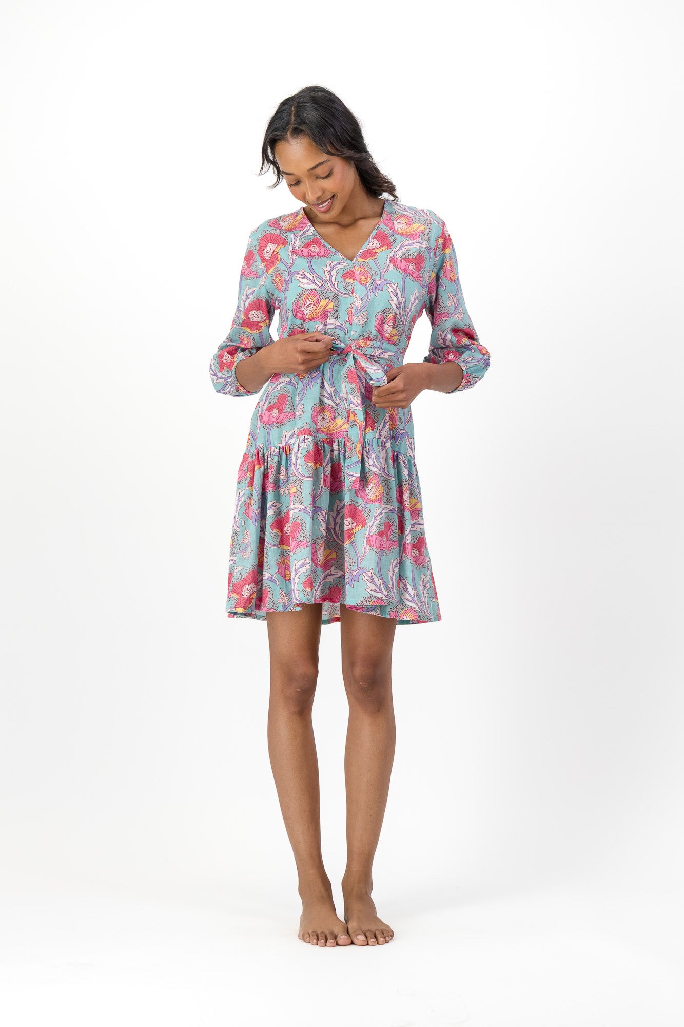 Short V Dress - Green Lily