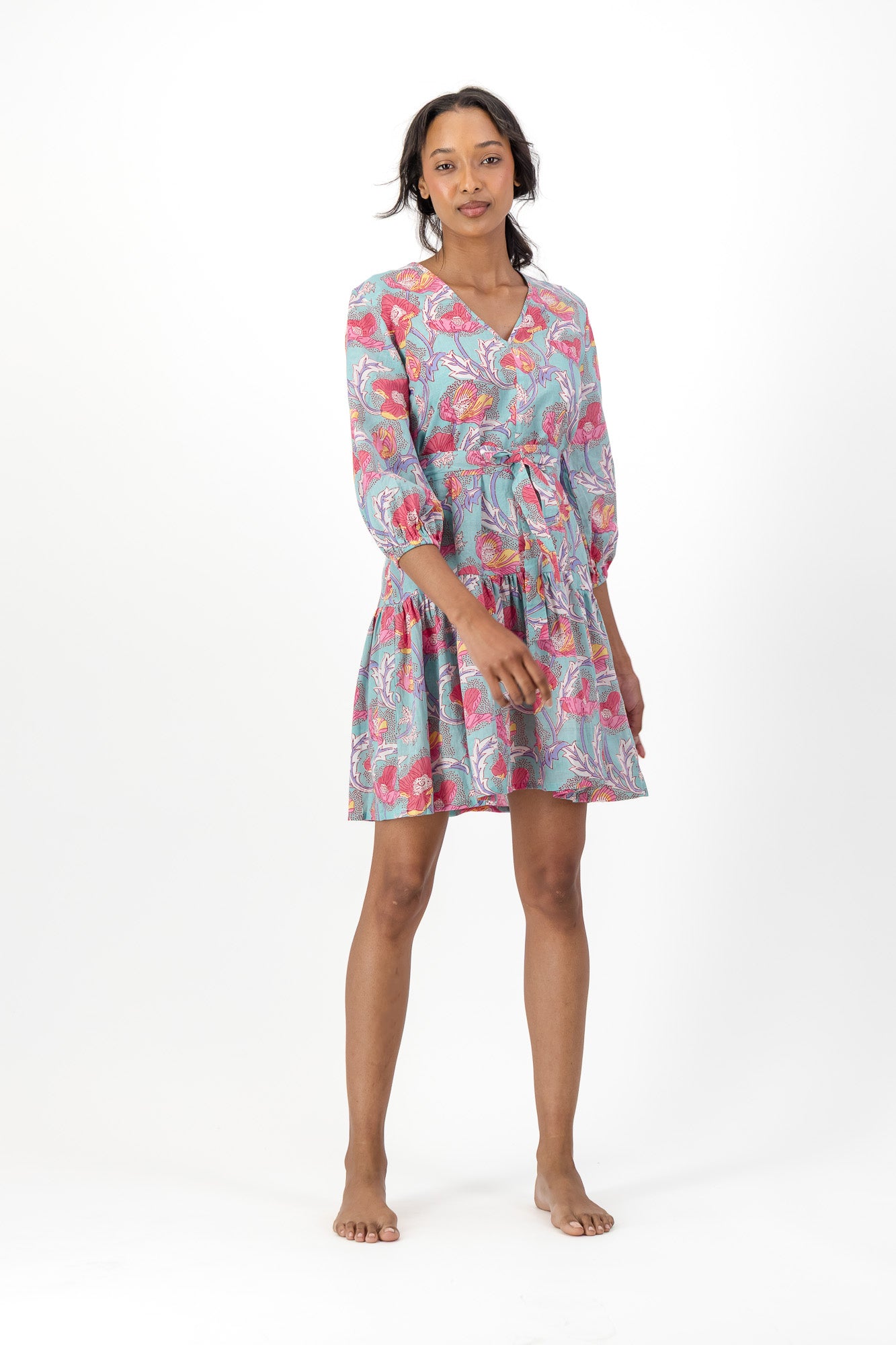 Short V Dress - Green Lily