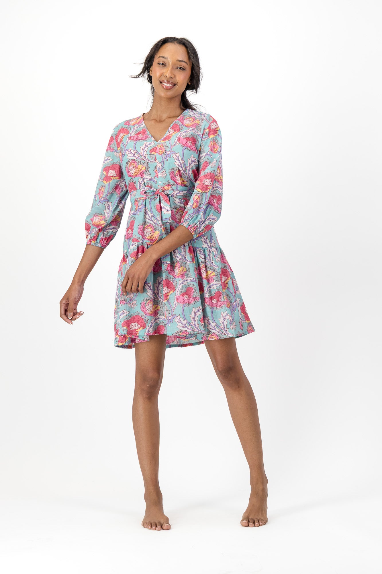 Short V Dress - Green Lily