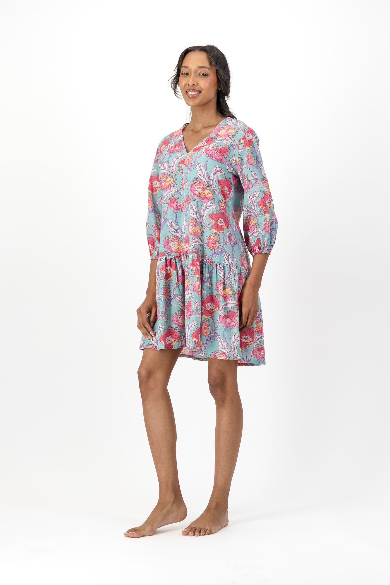 Short V Dress - Green Lily