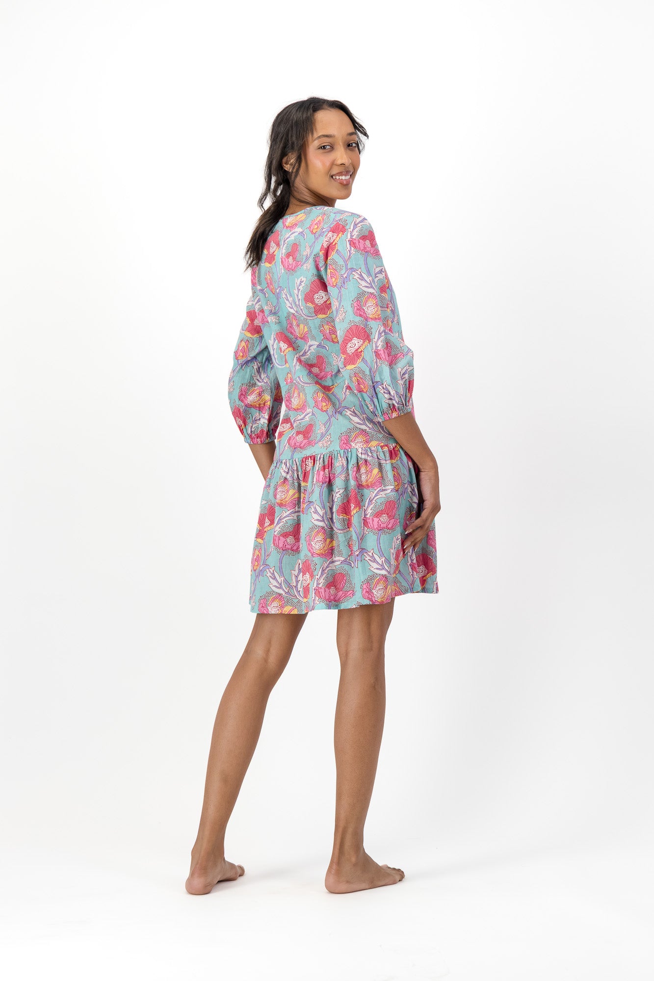 Short V Dress - Green Lily