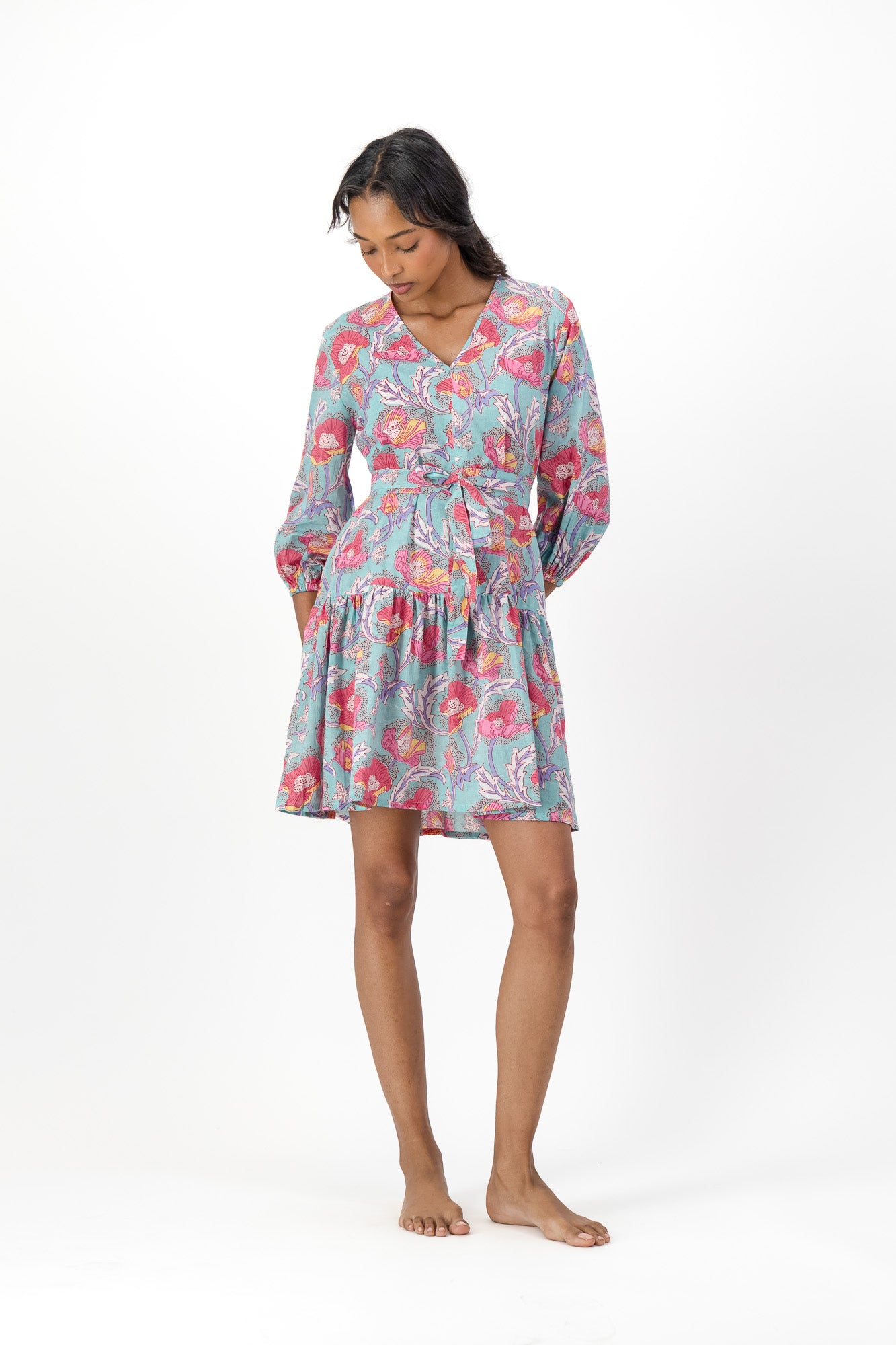 Short V Dress - Green Lily