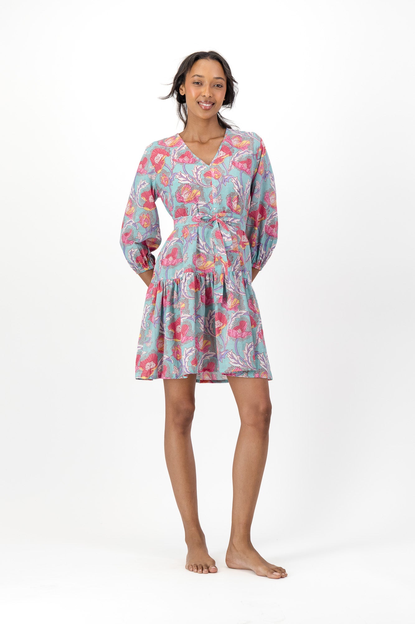 Short V Dress - Green Lily