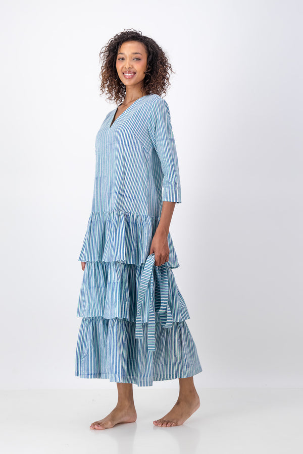 Fish Tail Dress - Blue Stripe