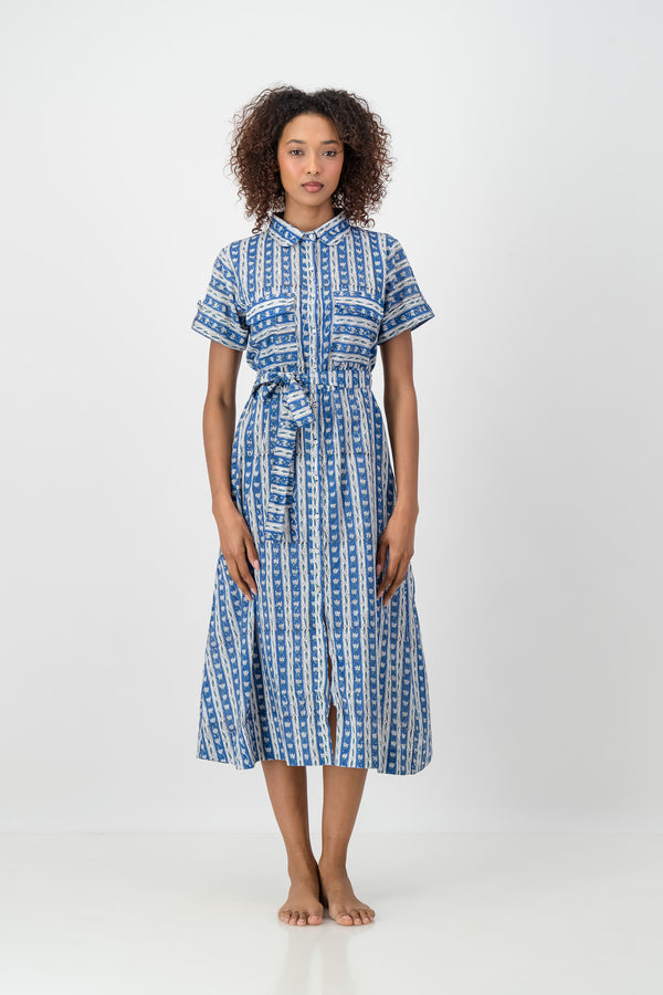 Shirt Dress - Blue Stripe