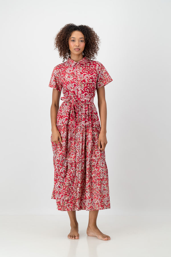 Abigail Dress - Red Flower