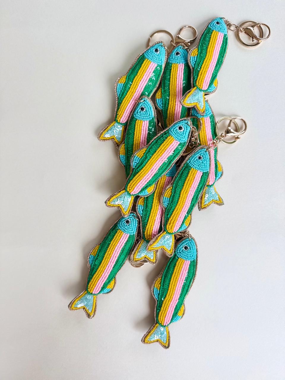 Bag Charm - Rainbow Green Shimmer Fish
