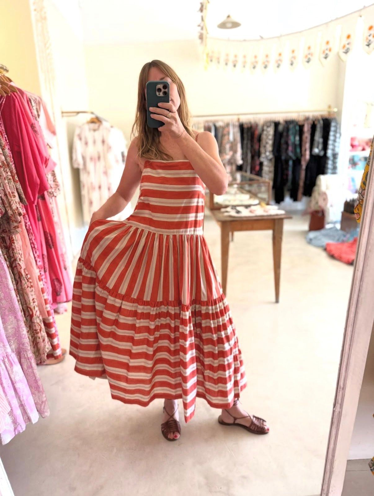 Gentle Breeze Dress - Red Stripe