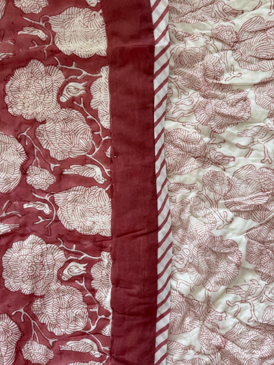 Royal King Quilt - Organic Cotton - Blush Bird