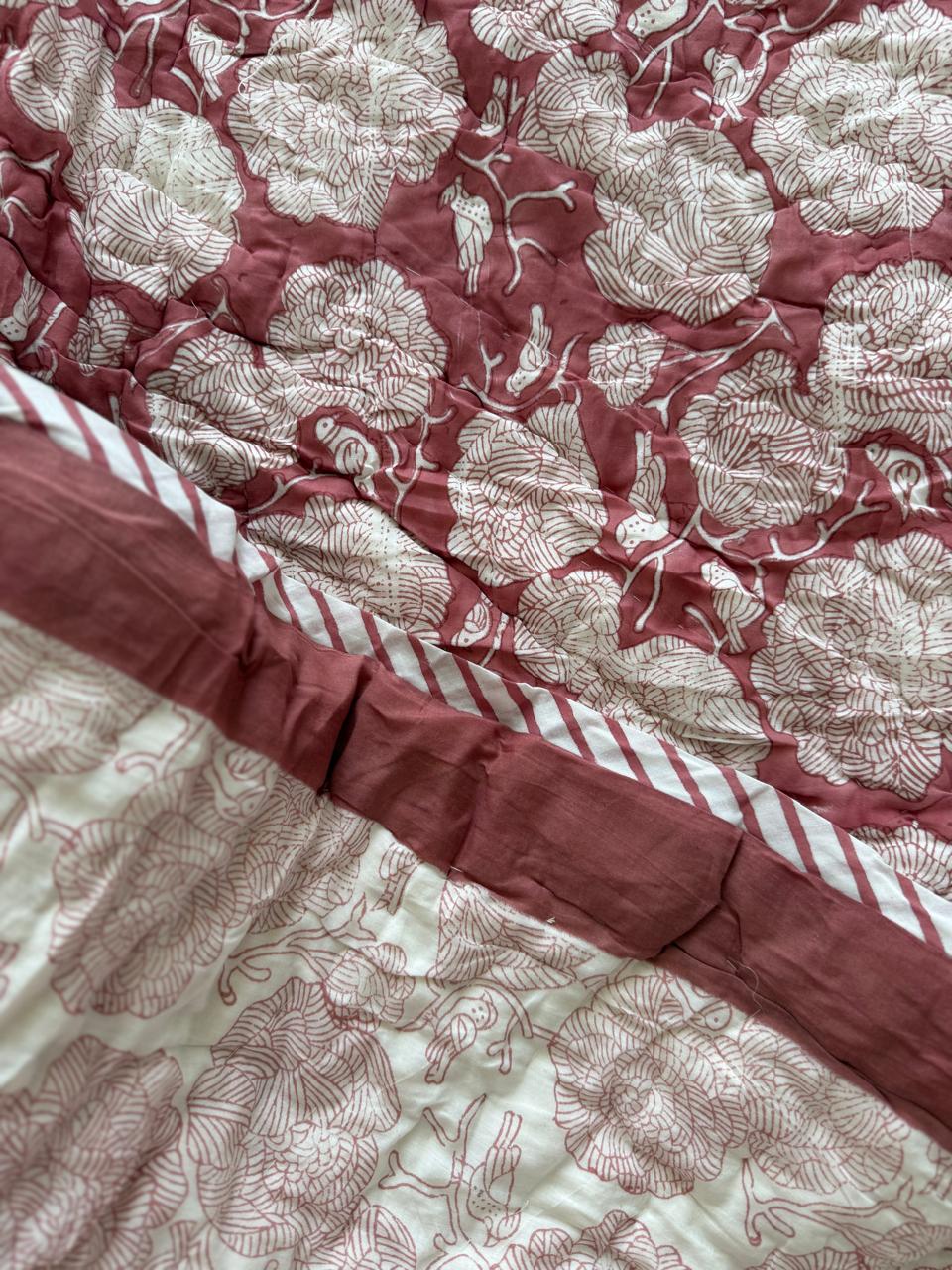 Royal King Quilt - Organic Cotton - Blush Bird