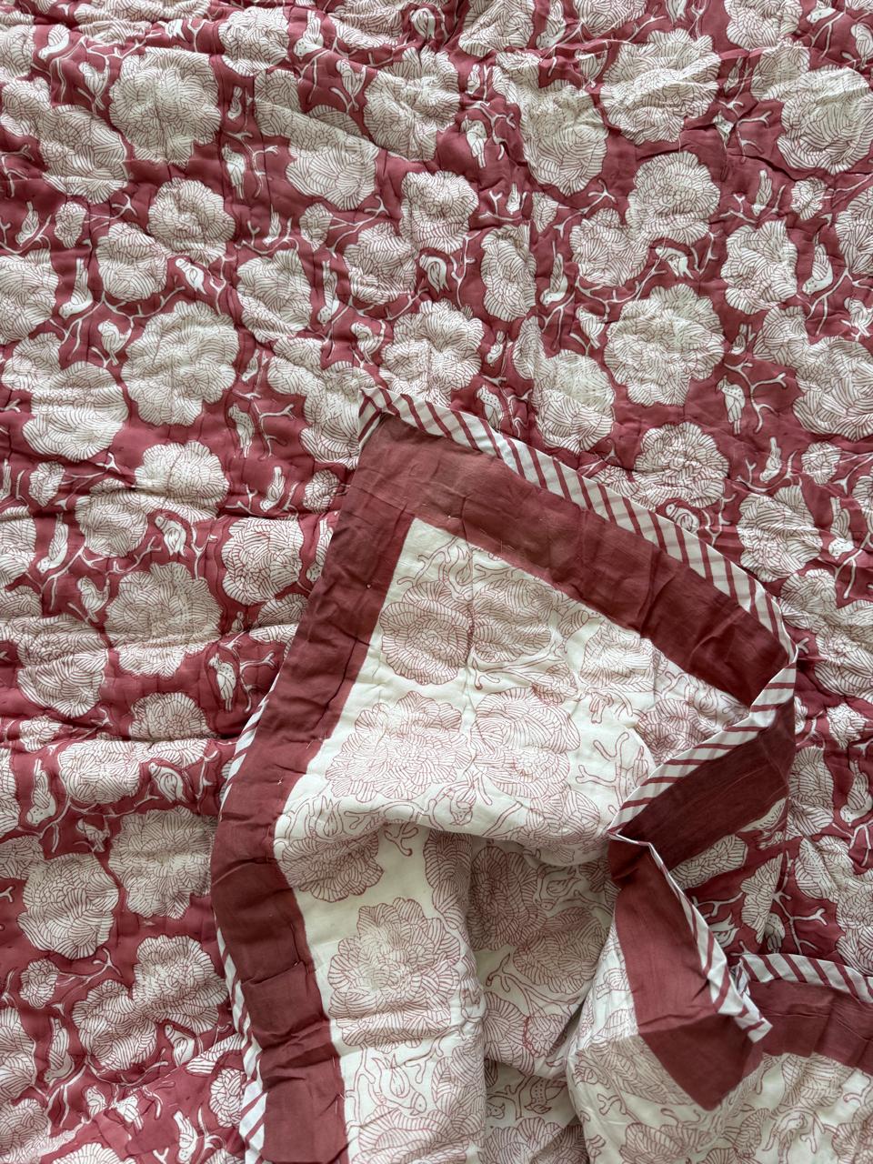 Royal King Quilt - Organic Cotton - Blush Bird