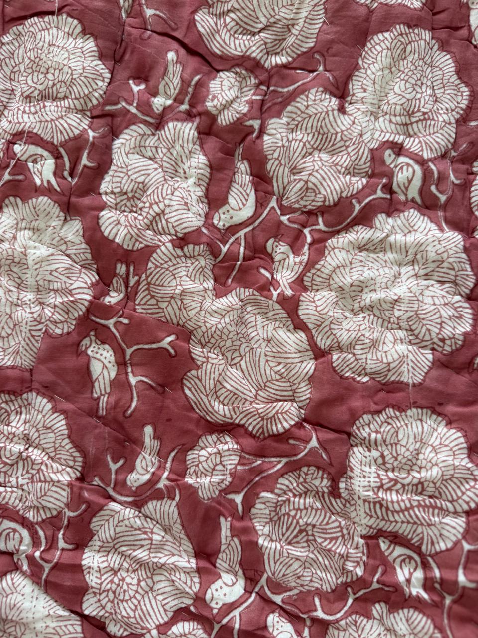 Royal King Quilt - Organic Cotton - Blush Bird