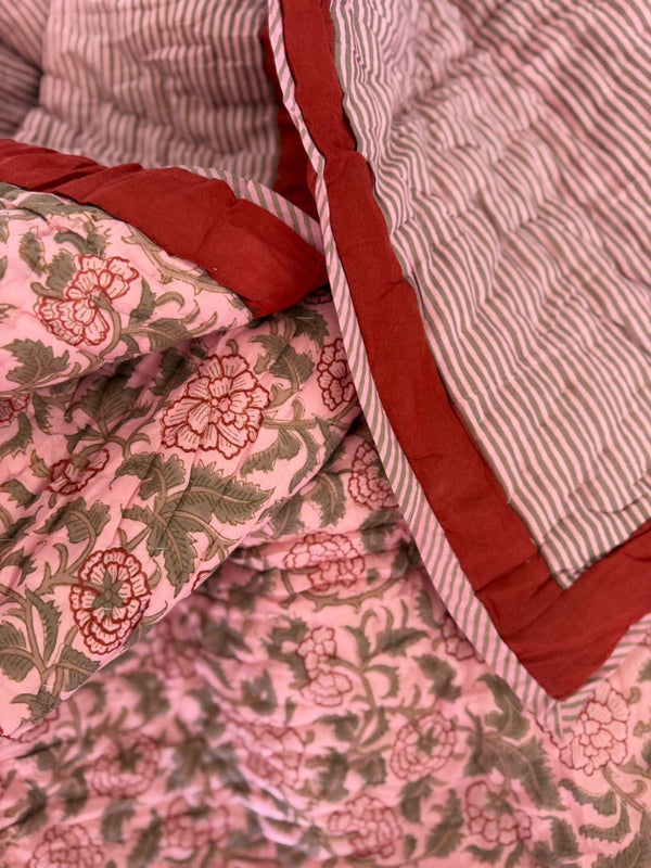 Royal King Quilt - Organic Cotton - Cherry Rose