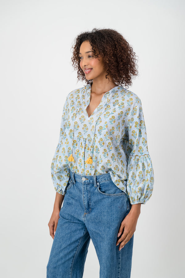 Artist Top - Blue Stripe Daisy