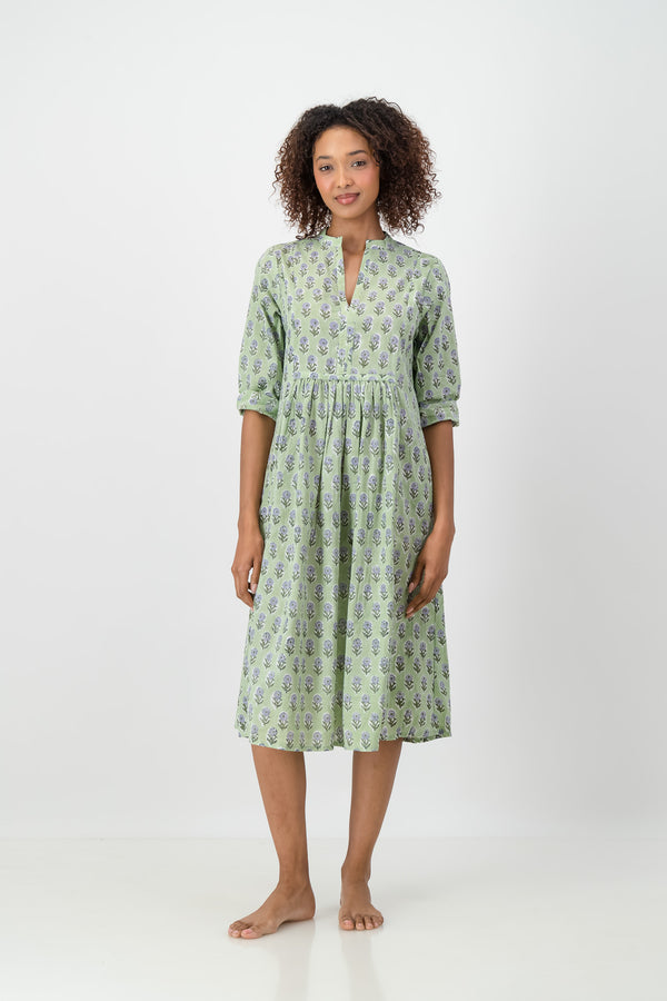 Enya Dress - Green Stamp