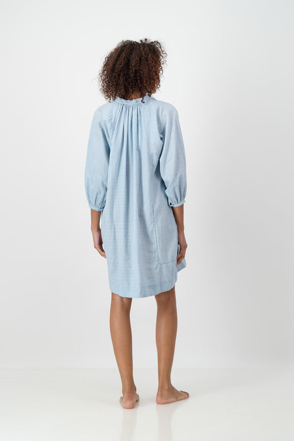 Olia Dress Handloom - Denim Blue