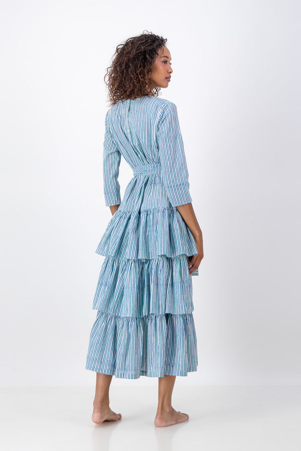 Fish Tail Dress - Blue Stripe