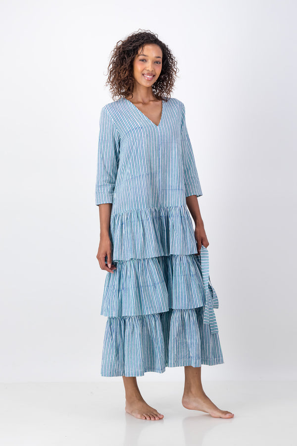 Fish Tail Dress - Blue Stripe