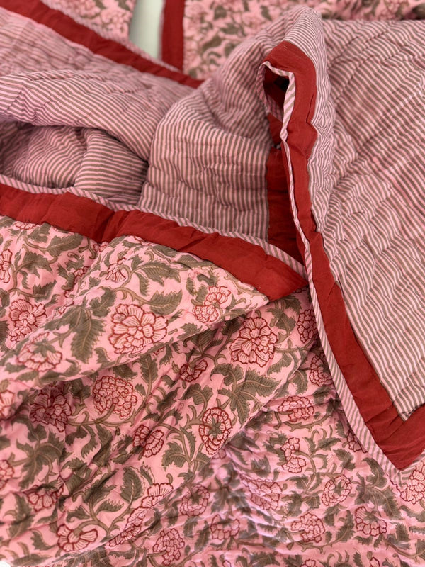 Royal King Quilt - Organic Cotton - Cherry Rose