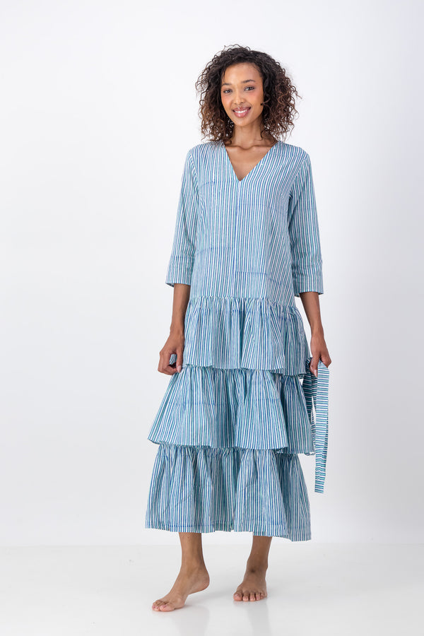 Fish Tail Dress - Blue Stripe