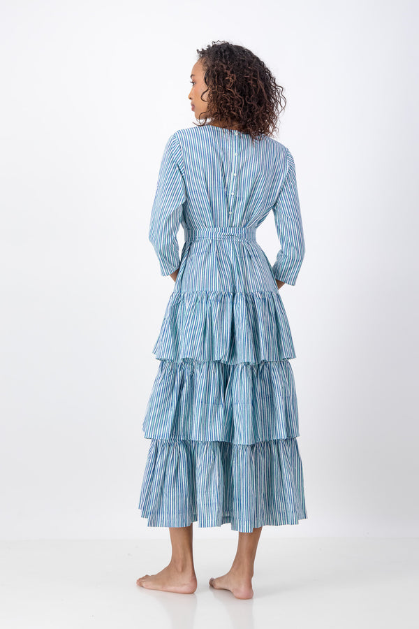 Fish Tail Dress - Blue Stripe