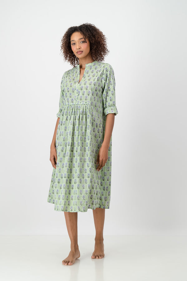 Enya Dress - Green Stamp