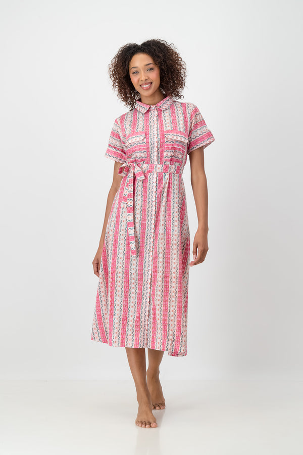 Shirt Dress - Pink Stripe