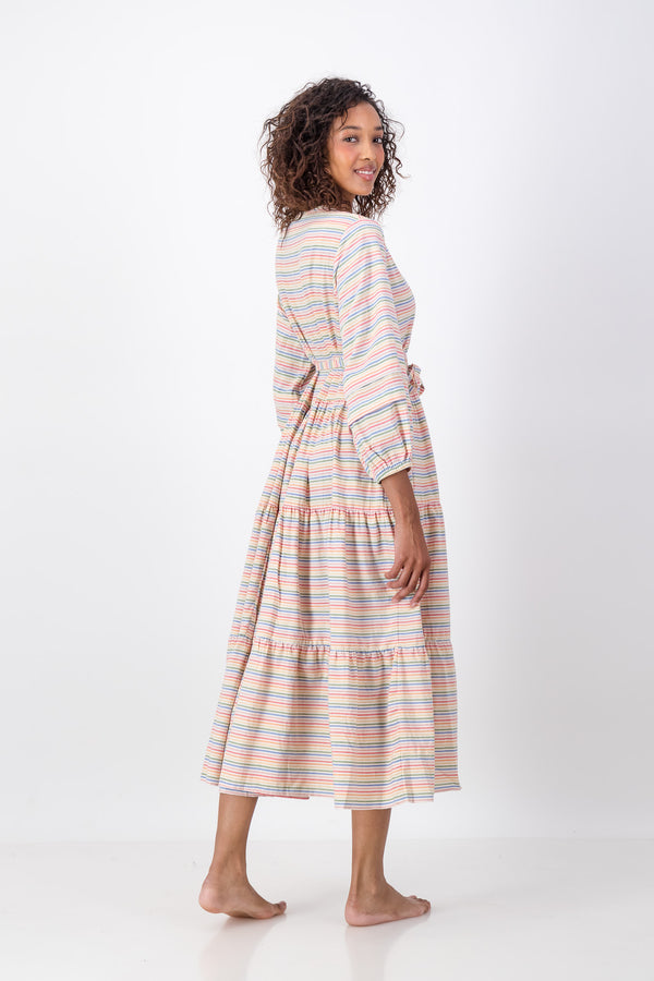 Everly Dress Handloom - Rainbow Stripe