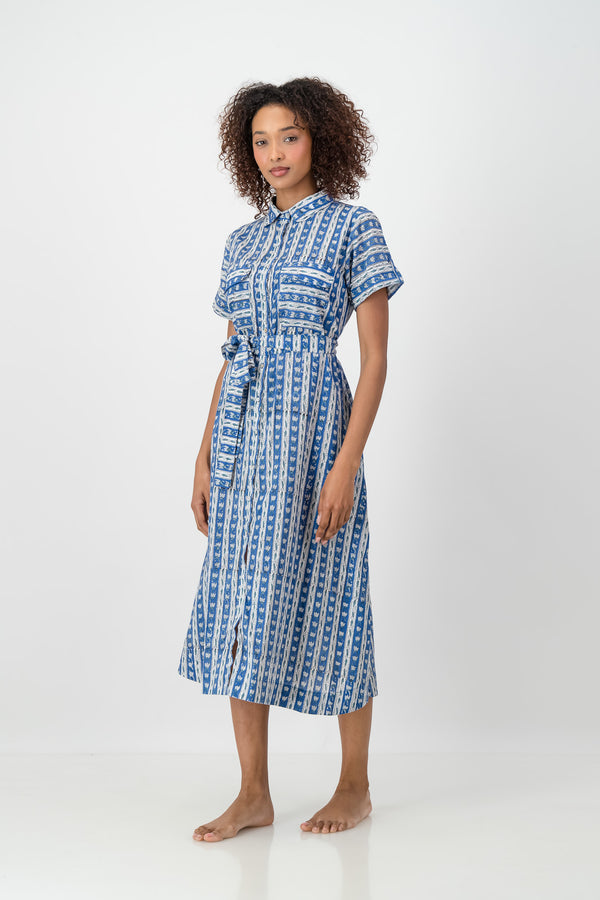 Shirt Dress - Blue Stripe